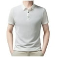 thumbnail image 1 of YDLCAFD Chemise Homme Chemise Homme Avancée Col à Revers Manches Courtes Décontractée Affaires T-Shirt en Soie Glacée, 1 of 6