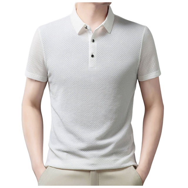 YDLCAFD Chemise Homme Chemise Homme Avancée Col à Revers Manches Courtes Décontractée Affaires T-Shirt en Soie Glacée