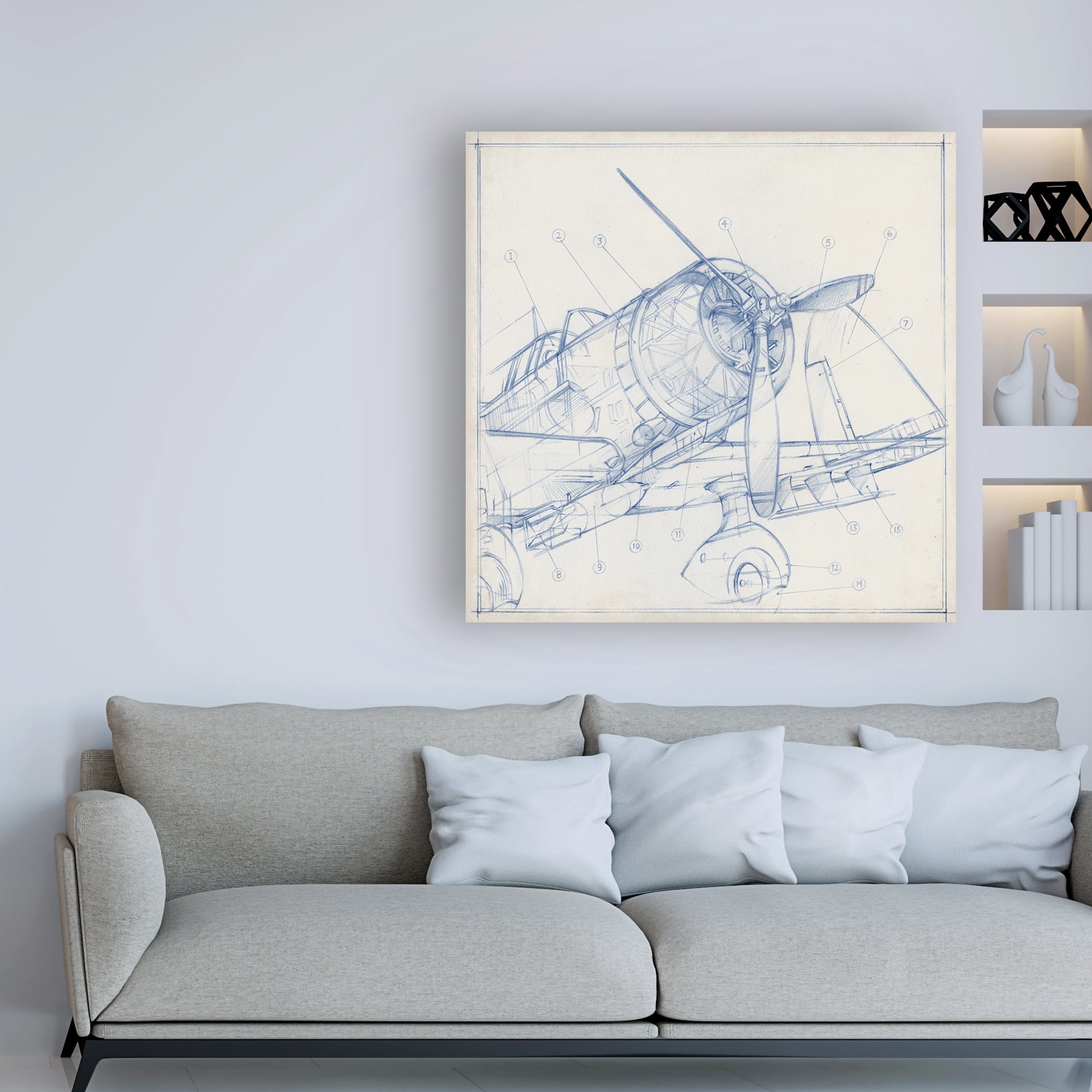 Trademark Fine Art 'Airplane Mechanical Sketch I' Canvas Art by Ethan Harper