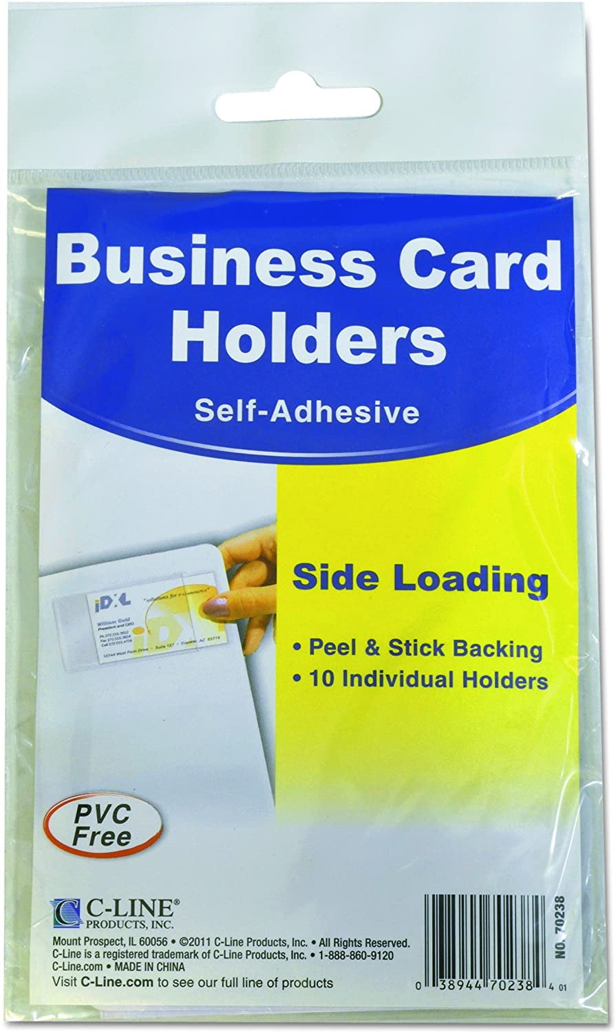 CLine SelfAdhesive Business Card Holders, 2Inch X 3.5Inch, Clear
