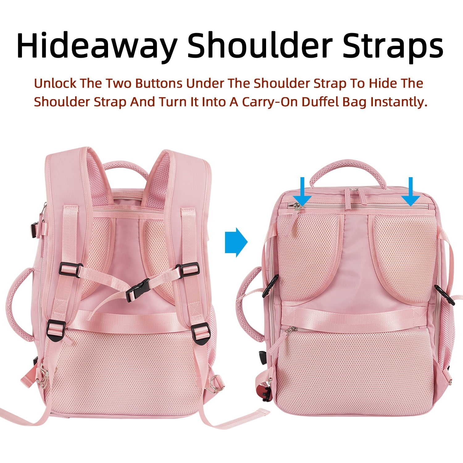 Lochas Travel Backpack Carry On Backpack,Hiking Backpack Waterproof Outdoor Sports Rucksack Multi-pocket Daypack School Bag for Men Women,Pink