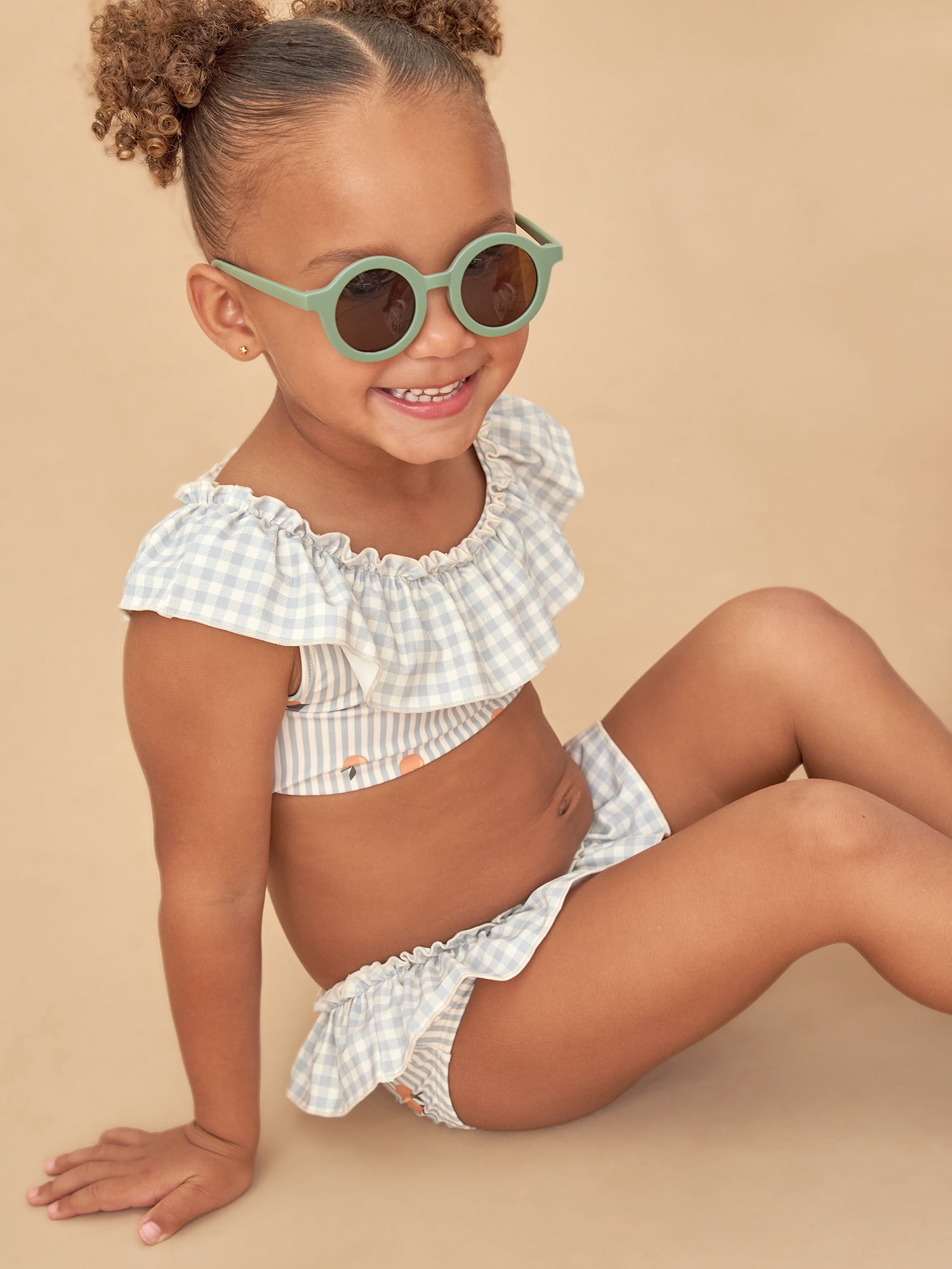 Modern Moments by Gerber Toddler Girl Swimsuit with Neck Ruffle, 2-Piece, Sizes 12M - 5T