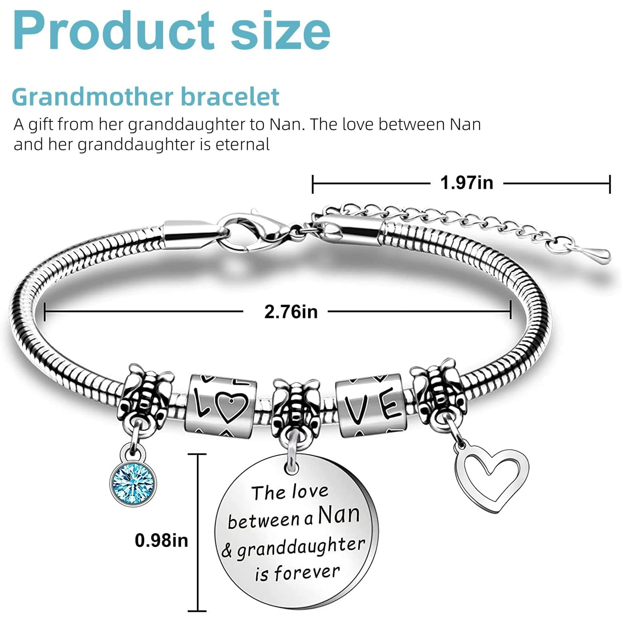 GHSDFBB Bracelet Memorial Gifts Nan Bracelet Nan Grandad Grandma Gifts from Granddaughter Grandson Christmas Birthday Bracelet