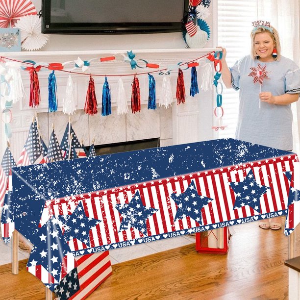 Camino de mesa del Día de la Independencia, mantel para fiesta del Día de la Independencia, apto para decoración navideña, mantel de cocina, mantel para sala de estar, mantel para gabinete de chimenea