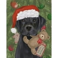 thumbnail image 2 of Fab Funky 20x24 Black Ornate Wood Framed with Double Matting Museum Art Print Titled - Christmas Black Labrador and Teddy, 2 of 4
