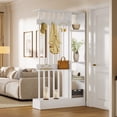 thumbnail image 4 of Finmind 71-inch Wall Room Divider, Freestanding Wood Room Divider Bookcase with Shelves & Coat Hooks, Industrial Wall Partition for Living Room, White, 4 of 10