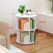 2 Tier 360° Rotating Stackable Shelves Bookshelf Organizer (White)