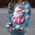 thumbnail image 5 of Bzhegqhd Women's T-shirts Christmas Print Sweatshirts Long Sleeve Round Neck Pullover Top No Hood Loose Fit Casual Fashion Blouse Plush Soft Fleece Fall Winter Tee, 5 of 8