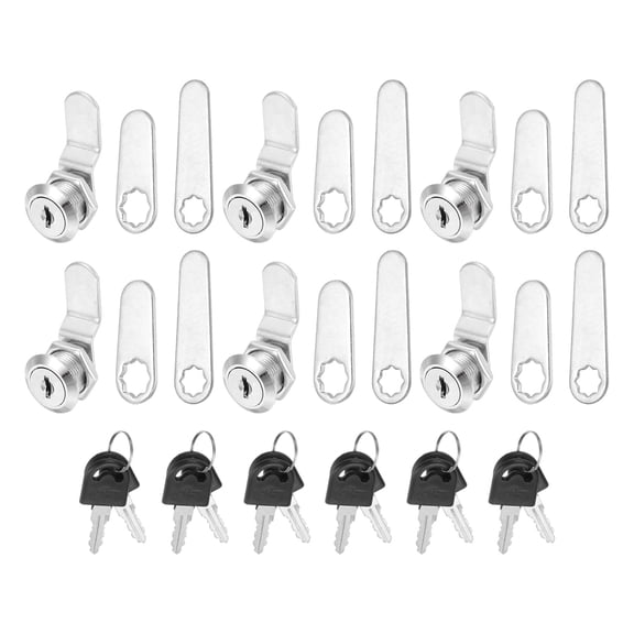 Uxcell Keyed Alike Cabinet Locks 5/8 Inch with Key for RV Drawer Storage, Silver 6 Pack