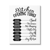 Stupell Industries Kitchen Opening Times Humorous Antique Text Style Graphic Art Gallery Wrapped Canvas Print Wall Art, Design by Lettered and Lined
