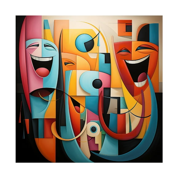 Canvas Wall Art - Ray Heere 'Happy Cubism 2' Wall Art for Living Room, Bedroom, or Office Décor by Trademark Fine Art - 14 x 14 Inches