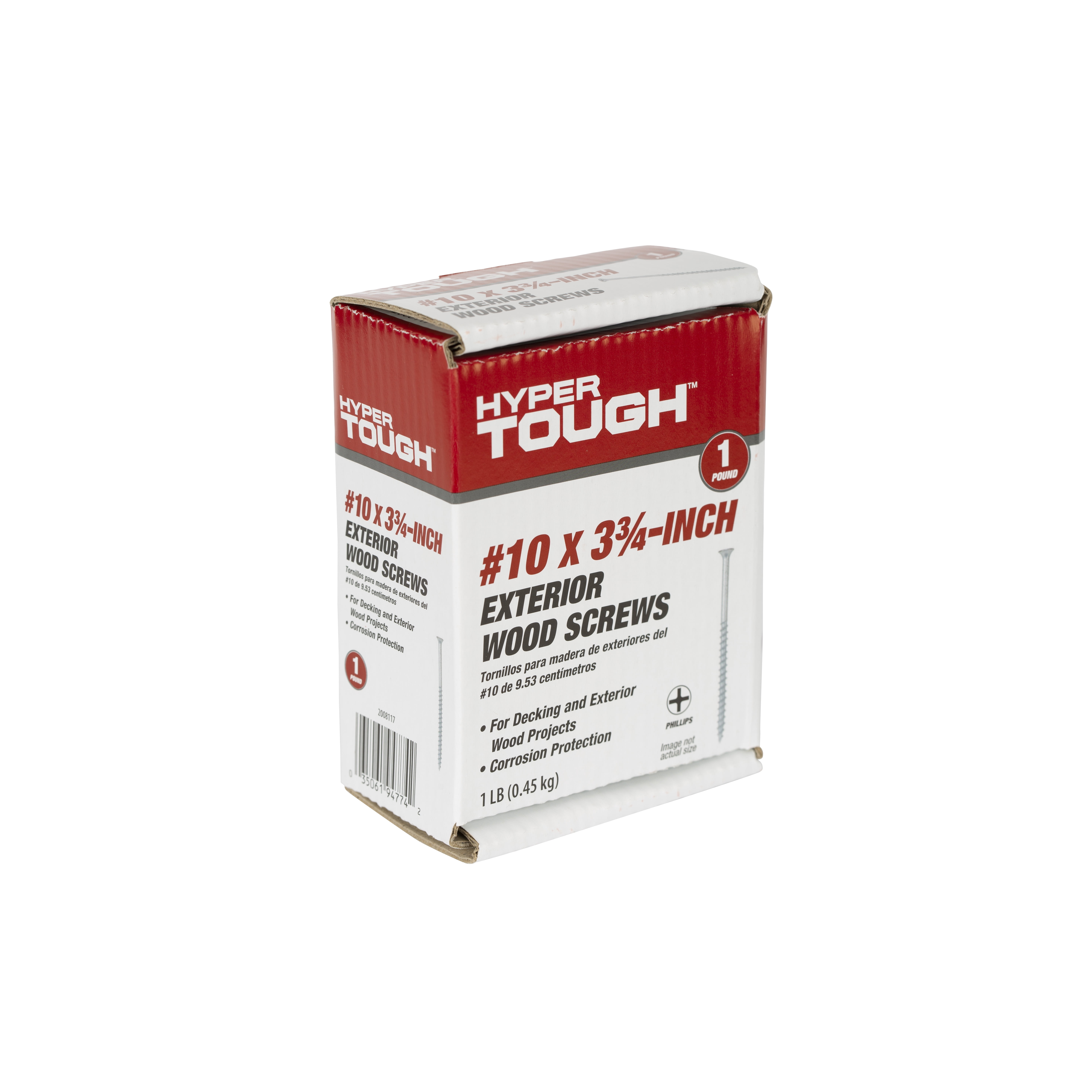 Hyper Tough #10 x 3-3/4 in. Phillips Flat Head Exterior Wood Screw, 1 lb Box