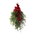 thumbnail image 1 of Couronne Artificielle de Noël à l'Envers Nœud Papillon Baies Rouges Décoration d'Arbre en Forme de Larme pour Décoration de Maison Festival Porte d'Entrée, 1 of 7
