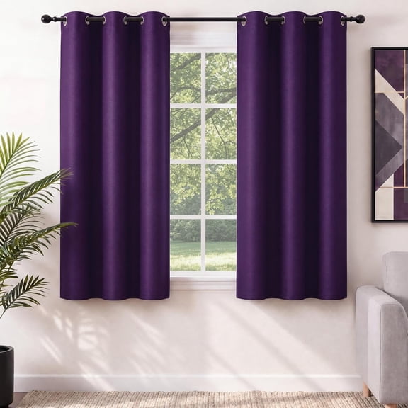 Blackout Curtain 1 Panel 42"x63" – Thermal Insulated Grommet Drape for Bedroom, Royal Purple
