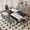 Table+6 Dark Gray&Black Chairs, variant on ExtraLco Dining Table Set for 6, White and Black MDF Table with Storage Shelf and Upholstered Chairs for Dining Room