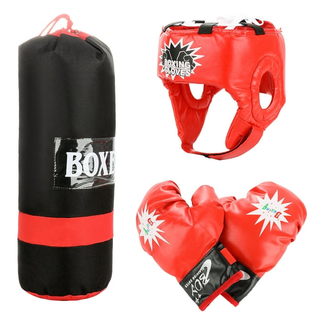 Kids Boxing Gloves Kit Punching Bag Educational Decompression Sandbag Hanging Toy Set