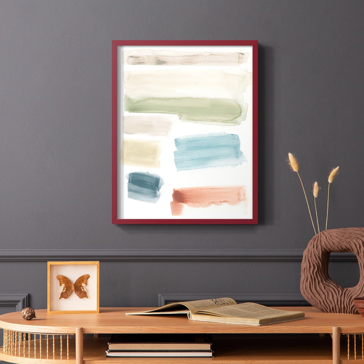 Watercolor Swatches I Framed Print in Red Solid Wood 8 x 10 Framed Print