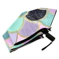 thumbnail image 5 of Pink Blue Purple Mermaid Scales All Weather Umbrella Triple Folding Parasol 6 Ribs UV Protection Portable, 5 of 8