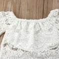 thumbnail image 5 of Franhais 3Pcs/Set Baby Girl Clothes Off Shoulder Lace Hollow Top + Short Pants + Bowknot Long Skirt, 5 of 8