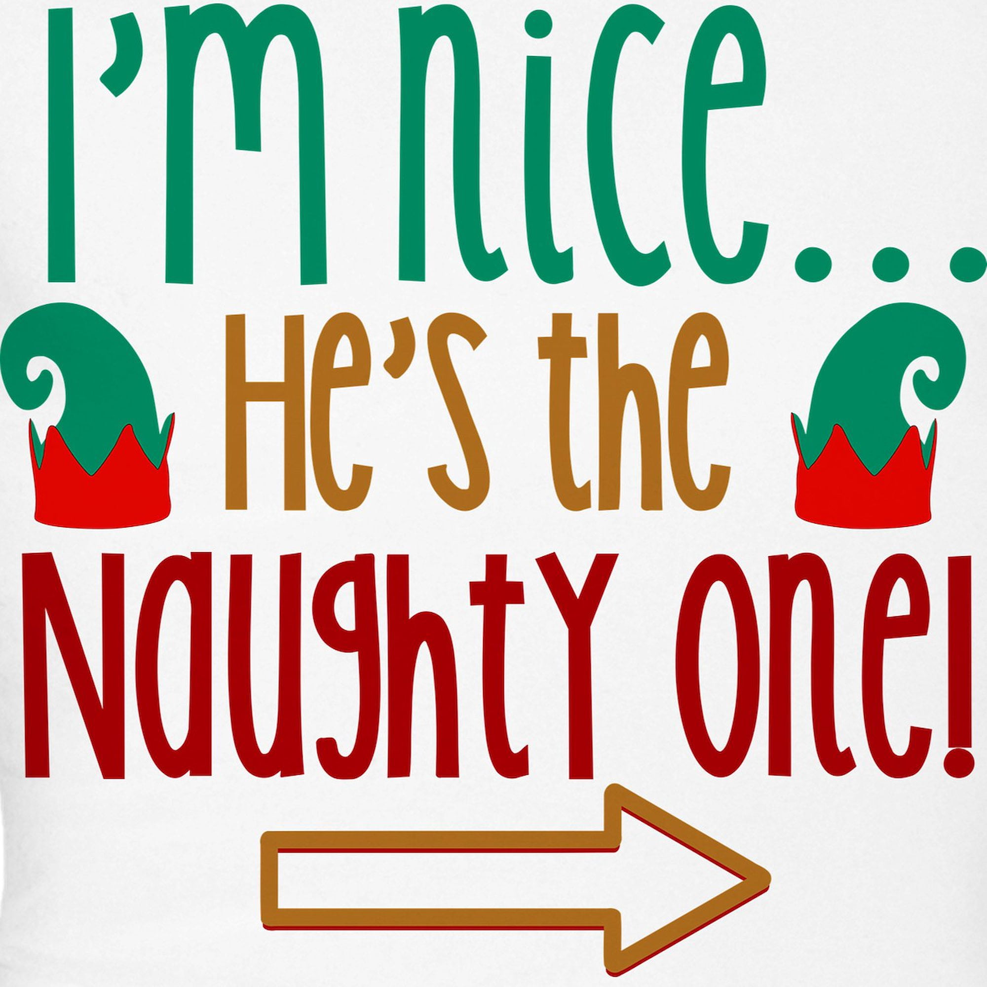 CafePress - Im Nice Hes Naughty Elf Hat Women's Light Pajamas - Women's Short Sleeve Print T-Shirt and Pants Light Cotton Pajama Set