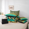 thumbnail image 5 of Homewish Gold Green Cheetah Print Bedding Comforter Set 7pcs, Bling Fashion Abstract King Bedding Sets, Teens Kids Adult Reversible Bed Sheets, Luxury Bedroom Decor, 5 of 7