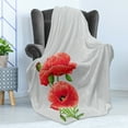 thumbnail image 4 of Poppy Flower Soft Flannel Fleece Throw Blanket, Fresh Garden Inflorescence Petals and Buds Romantic Bridal Corsage, Cozy Plush for Indoor and Outdoor Use, 60" x 80", Vermilion Pale Grey, by Ambesonne, 4 of 5