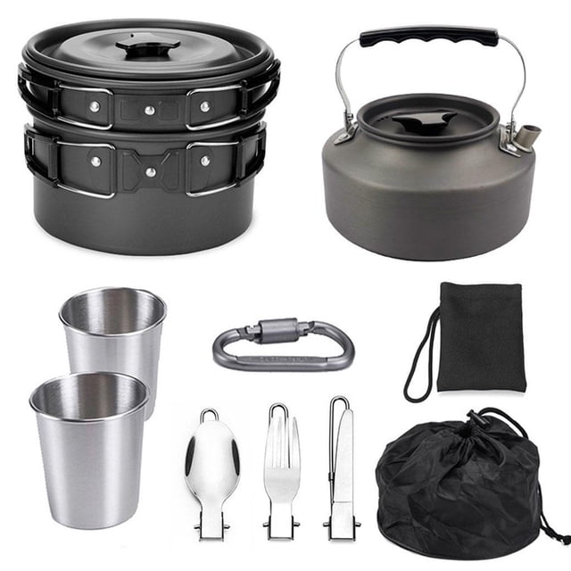Kit de utensilios de cocina Wosthever para acampar Equipo portátil 11 piezas Verde