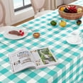 thumbnail image 3 of Gingham Checkered Rectangle Tablecloth - Waterproof Buffalo Plaid Table Cloth Stain Resistant Washable Table Cover for Picnic/Camping/Outdoor - Teal Blue, 60 x 120 Inch, 3 of 6