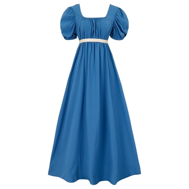 Vestido HEQU Regency para mujer con fajín satinado y volantes Empire