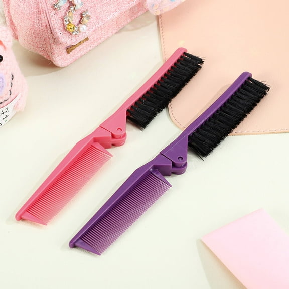 BESTOYARD Travel Hair Comb Brush Foldable Compact Hair Brush Assorted Color 2Pcs