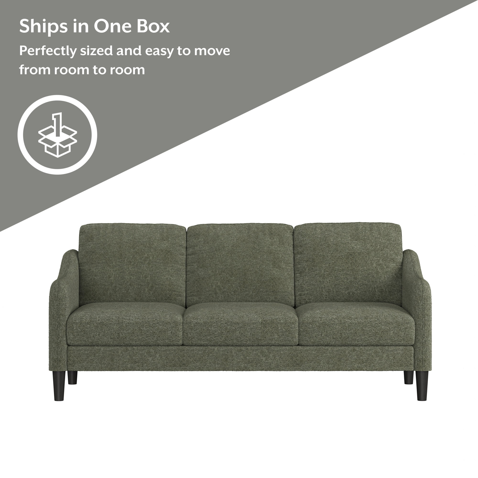 Mainstays Westley Swoop Arm 74" Sofa, Moss Green