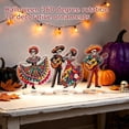 thumbnail image 4 of Dia de Los Muertos Decorations, Day of The Dead Decor, Skeleton Dancing Couple Figure Stand, Stained Glass Style Sugar Skull Acrylic Stand, 4X3 Inch Rotating Desktop Ornament with, 4 of 6