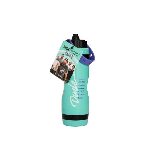 Dude Perfect Squeeze Water Bottle, Silicone Handle, 30 oz, Teal