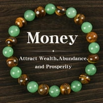 JUSIP Arpurraina Money Attraction Bracelet with Green Aventurine & Tiger Eye -    blue friendship bracelet beaded  jewelry protection bracelet encouragement gift fashion artificial bracelet