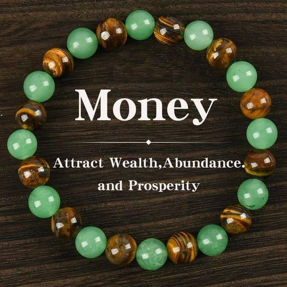 JUSIP Arpurraina Money Attraction Bracelet with Green Aventurine & Tiger Eye -    blue friendship bracelet beaded  jewelry protection bracelet encouragement gift fashion artificial bracelet