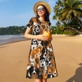 thumbnail image 4 of Saiise Robes d'Été à Motifs de Différentes Races de Chiens pour Femmes, T-Shirt Décontracté à Manches Courtes, Robe de Plage à Fleurs avec Poches, 4 of 6