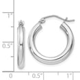 thumbnail image 5 of 925 Sterling Silver Rhodium-plated 3mm Round Hoop Earrings, 5 of 5