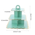 thumbnail image 4 of MTBLYS Soporte de 3 niveles para cupcakes y postres|ideal para fiestas de cumpleaños y bodas| Bandeja de plástico escalonada con borde dorado festoneado para servir cupcakes|pasteles o aperitivos, 4 of 7