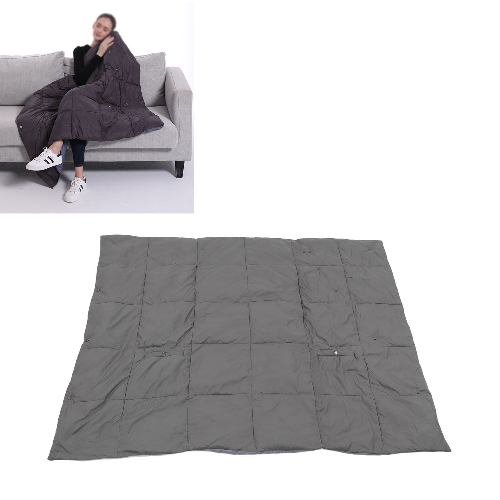 BIMZUC USB Heated Blanket Dark Grey 3 Temp Modes 52x43 inches / 132x109 cm Soft Chinlon Portable Electric Throw Blanket Heated Shawl for Winter Naps Home Office Car Use