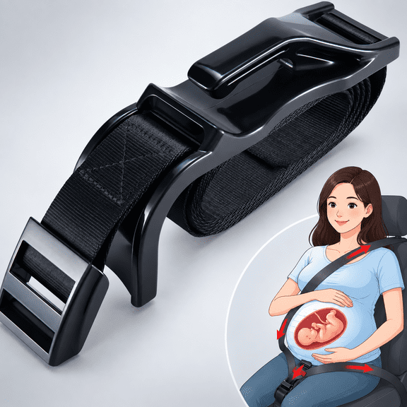 1Pcs Maternity Seat Belt Adjuster, Pregnancy Belly Safety Strap for Pregnant Women, Car Seatbelt Adjustment Tool to Reduce Abdominal Pressure & Protect Belly, Black