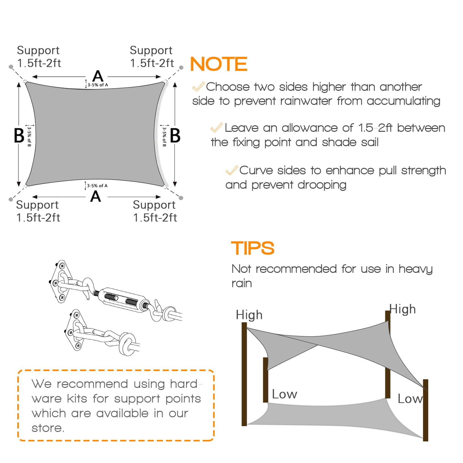 Outdoor Sunshade Sail Canvas Canopies & Privacy Screens Shading for Patio Garden Backyard, 10'x10'
