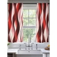 thumbnail image 3 of Sheer Curtains 63 Inches Long, Red Striped Ombre Light Filtering Window Curtains for Living Room/Bedroom, Modern Red Moire Geometric Rod Pocket Voile Sheer Curtain Drapes, 52"W x 63"L, 2 Panels, 3 of 8