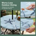 thumbnail image 5 of Round Outdoor Tablecloth with Umbrella Hole and Zipper, Navy Blue Starfish Tablecloth with Elastic Waterproof, Coastal Summer Beach Vintage Patio Table Covers for 55" - 60" Picnic Pool Tables, 5 of 9