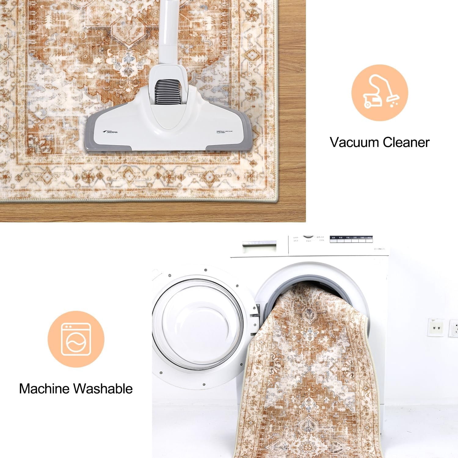 Boho Washable Kitchen Rugs Sets of 3, Non Slip Kitchen Mats for Floor with Rubber Backing, Waterproof & Stain Resistant Thick Carpet Runner Throw Rugs for Kitchen, Laundry Room, Hallway