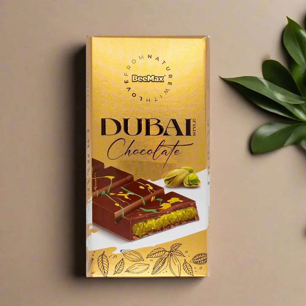 Dubai Chocolate Bar| Premium Milk Chocolate | Golden Kadayif Crisps, Velvety Tahini & Hand-Harvested Pistachios 7oz (200gr)