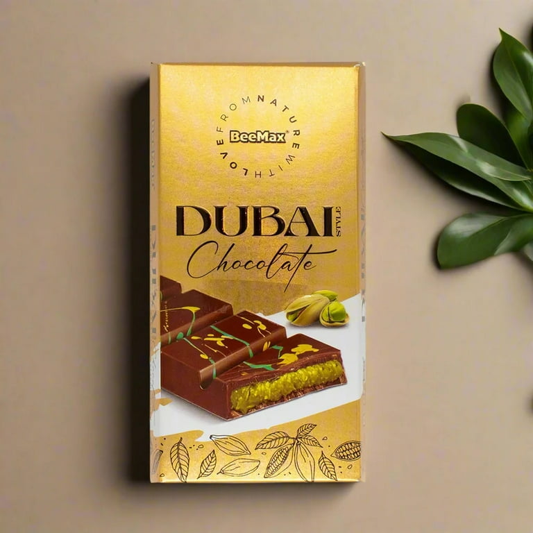 Dubai Chocolate Bar with Pistachio | Luxurious Dubai-Inspired Flavor | Made with high-quality milk chocolate | 7oz (200gr)