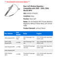 thumbnail image 2 of Rear Left Window Regulator - Compatible with 2000 - 2004, 2006 Mazda MPV 2001 2002 2003 2005, 2 of 2