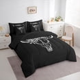 thumbnail image 3 of Homewish Retro Bull Skull 7-Piece Bedding Comforter Set,Boho Bohemian Tribal King Bedding Sets,White Black Bed Sheets For Boys Kids,Microfiber Bedroom Decor Reversible, 3 of 8