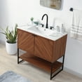 thumbnail image 6 of JONATHAN Y Juhl 35 in. W x 18 in. D x 33 in. H, Chevron-Front 2-Shelf, Bath Vanity Cabinet ONLY, Walnut, VAN1015B, 6 of 8