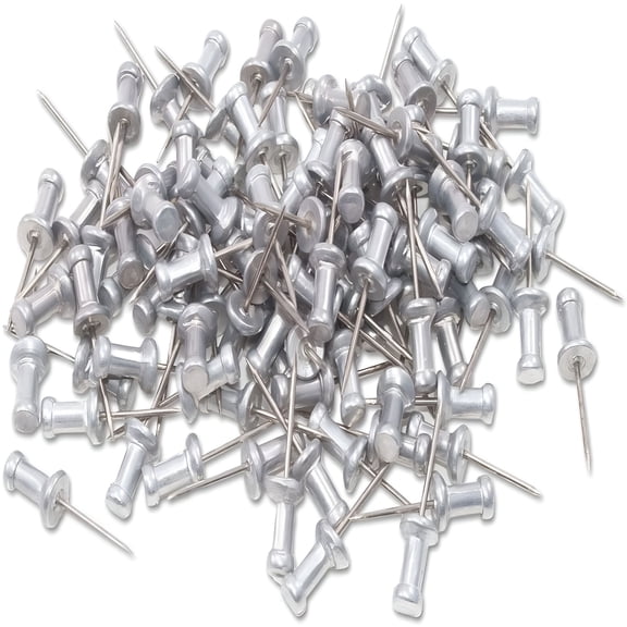 CCOCC Aluminum Head Push Pins,Steel 5/8" Point,Silver,100 per Box